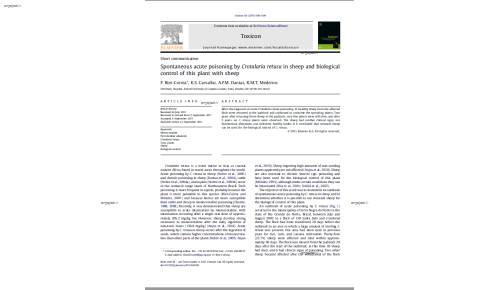 Spontaneous acute poisoning by Crotalaria retusa in sheep and biological control of this plant with sheep